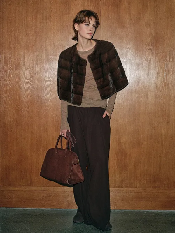 Faux Fur Crop Plaid Cape sold by COMMENSE