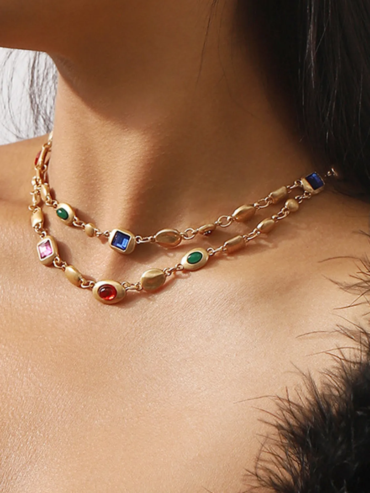 Double-Layer Colorful Beaded Necklace sold by COMMENSE product image thumbnail 4