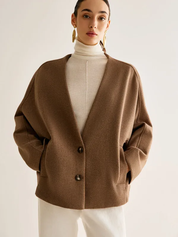 V-Neck Loose Warm Jacket sold by COMMENSE