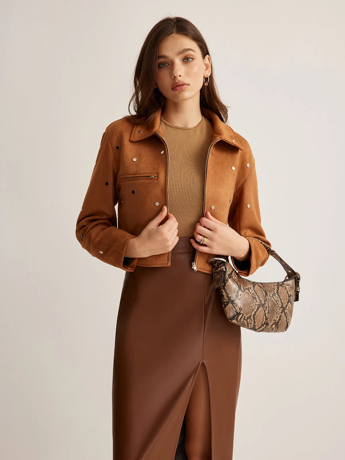 Studded Zipper Crop Blazer sold by COMMENSE product image thumbnail 2