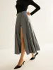 Pleated Slit Zipper Skirt sold by COMMENSE