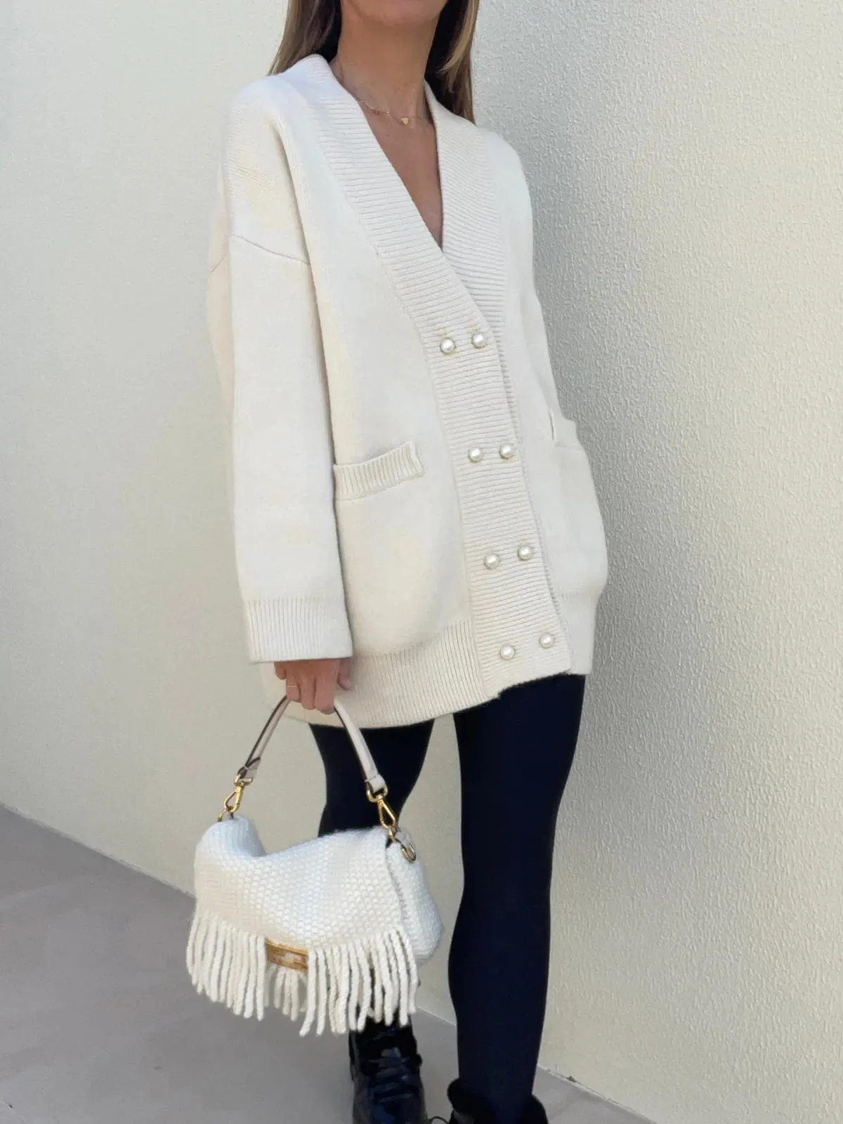 Elegant V-Neck Pockets Cardigan sold by COMMENSE product image thumbnail 4