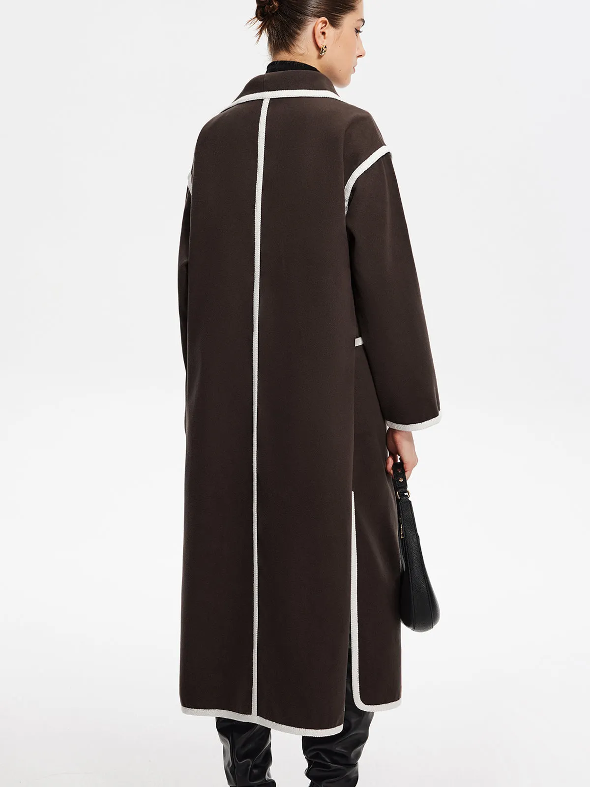 Contrast Binding Breasted Long Coat sold by COMMENSE product image thumbnail 2