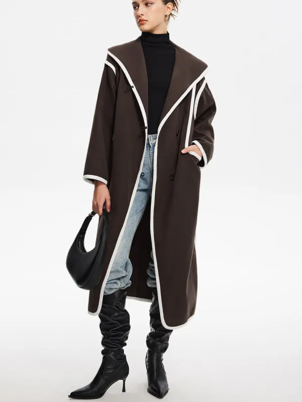 Contrast Binding Breasted Long Coat sold by COMMENSE
