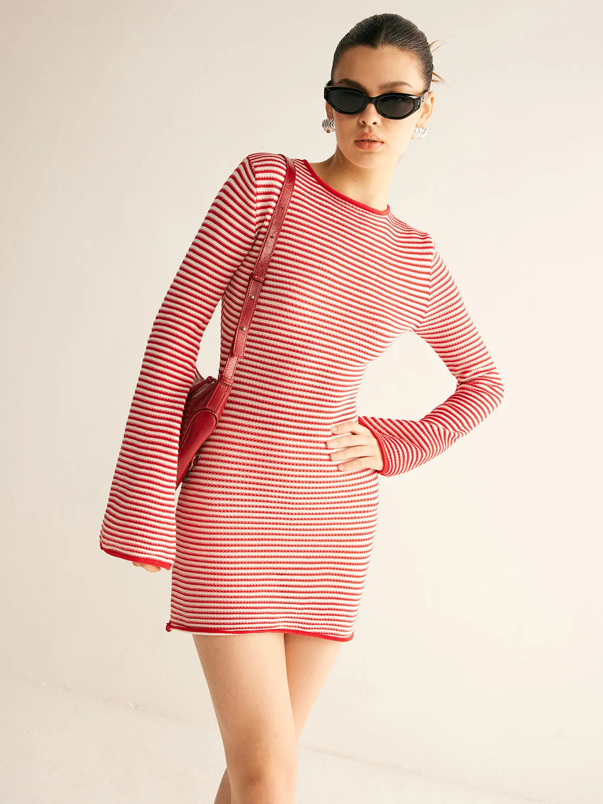Striped Slim Sweater Short Dress sold by COMMENSE