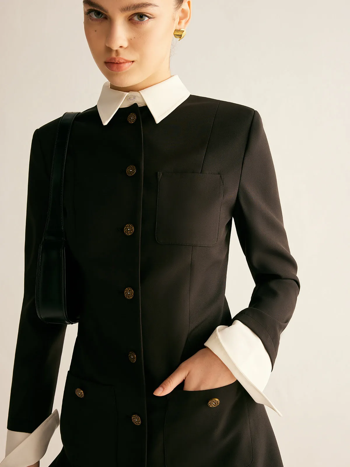 Adjustable-Collar Slim Blazer Dress sold by COMMENSE product image thumbnail 2