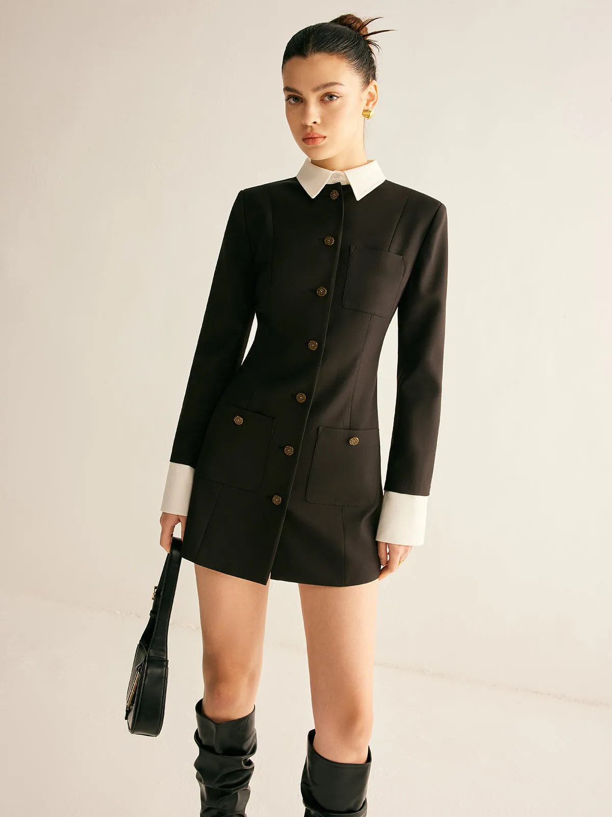 Adjustable-Collar Slim Blazer Dress sold by COMMENSE product image thumbnail 3
