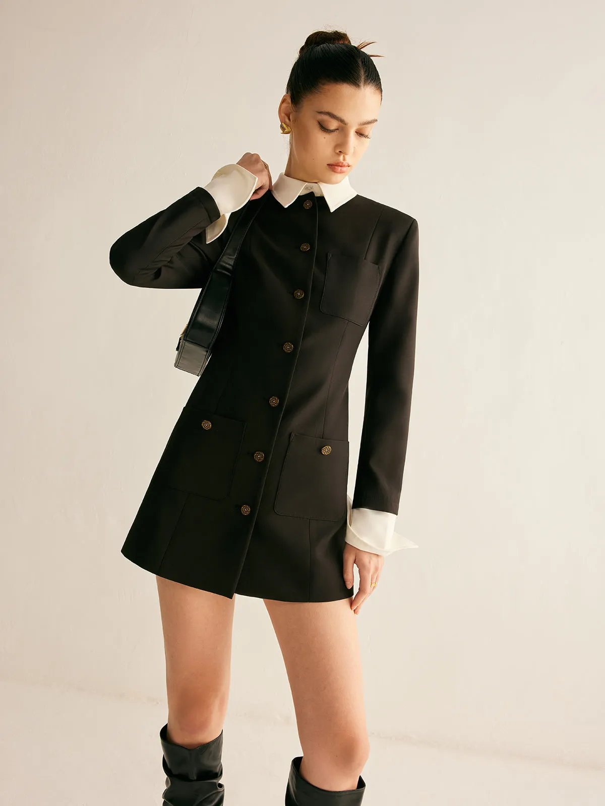 Adjustable-Collar Slim Blazer Dress sold by COMMENSE product image thumbnail 4