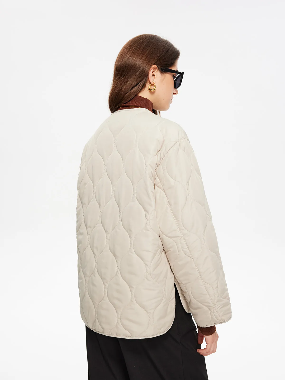 Geometric-Pattern Plain Winter Coat sold by COMMENSE product image thumbnail 5