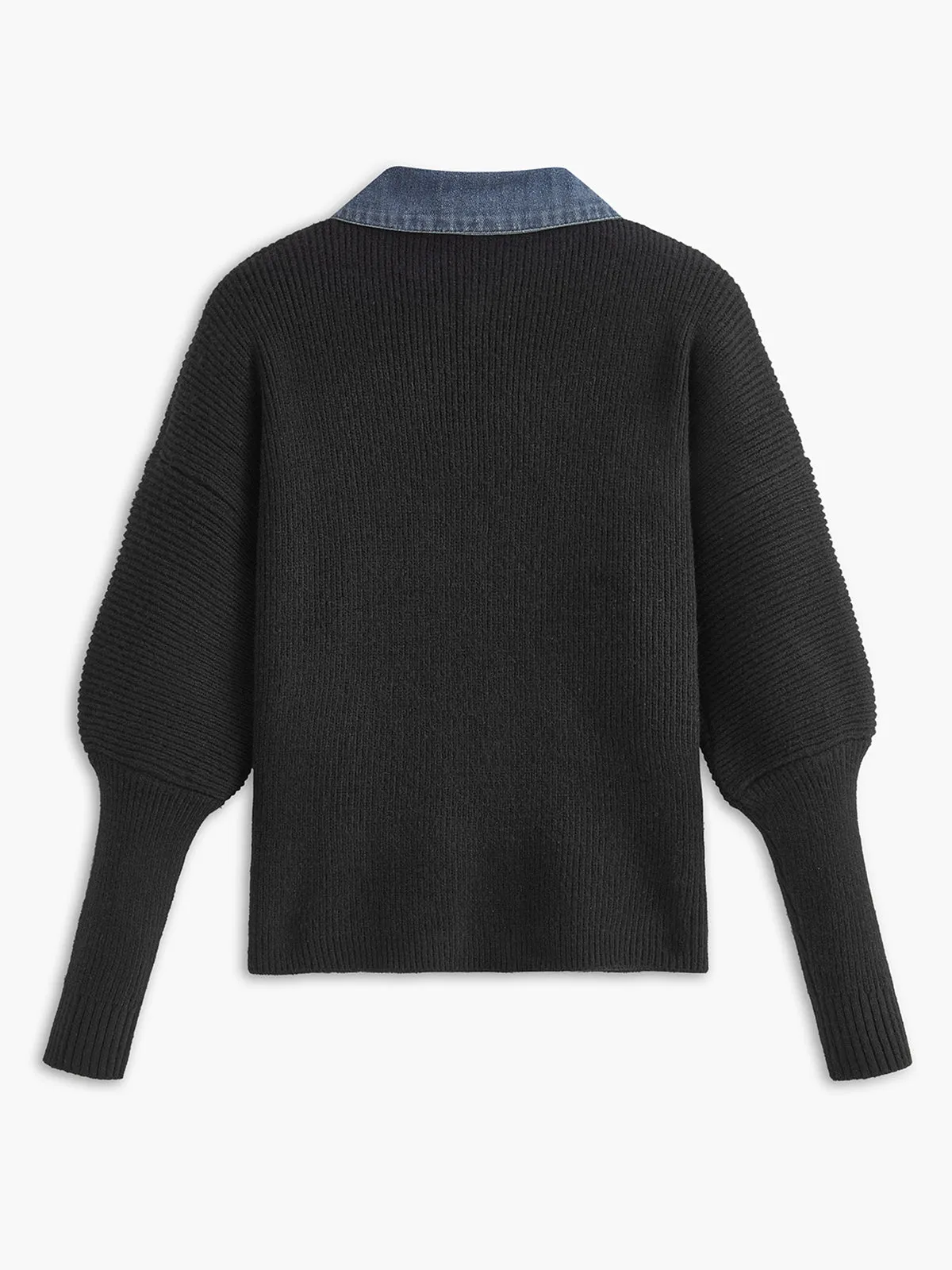 Breasted Denim Panel Knit Top sold by COMMENSE product image thumbnail 2