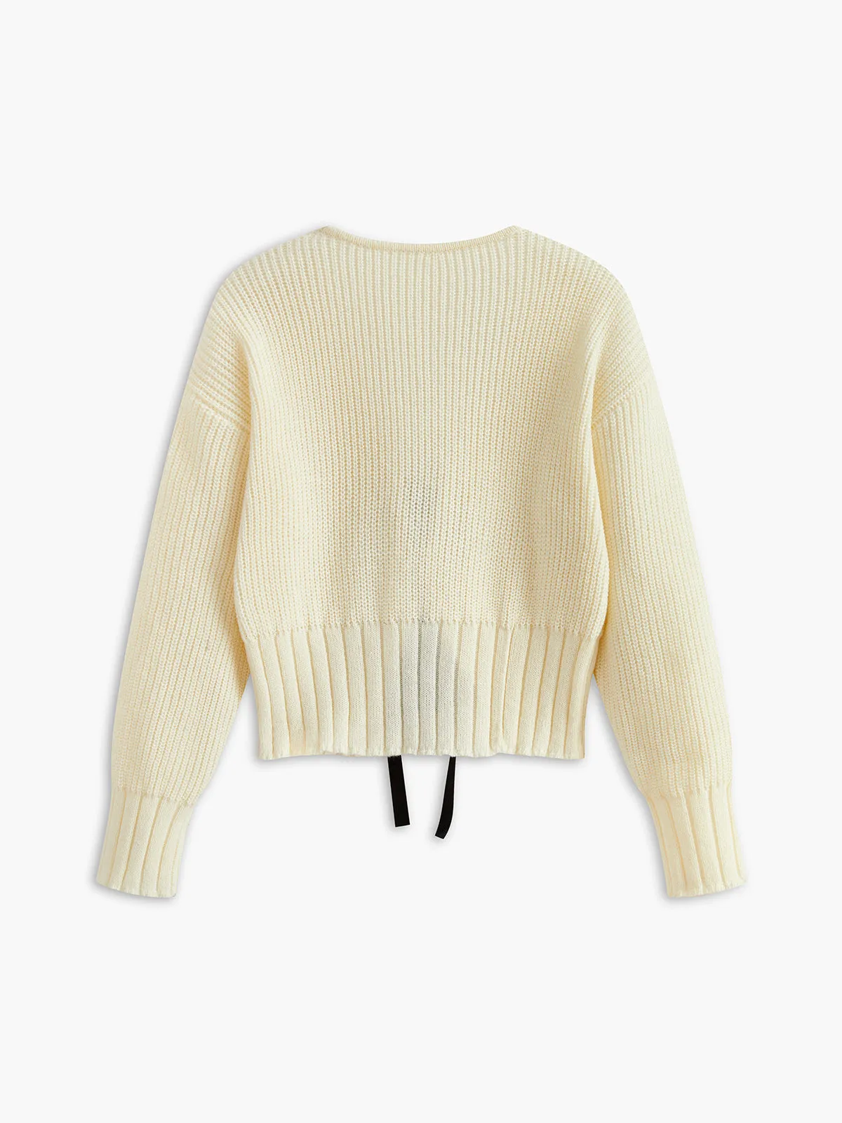 V-Neck Bow Ribbed Cardigan sold by COMMENSE product image thumbnail 4