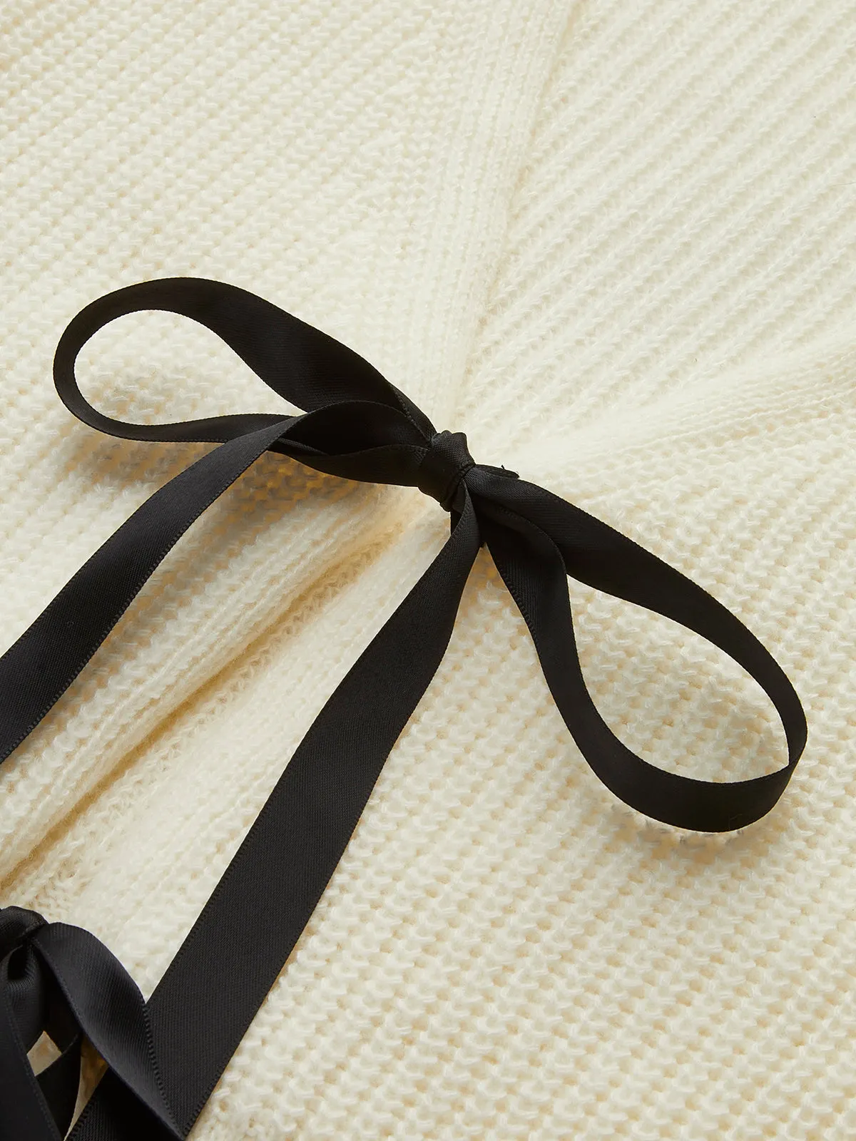 V-Neck Bow Ribbed Cardigan sold by COMMENSE product image thumbnail 2