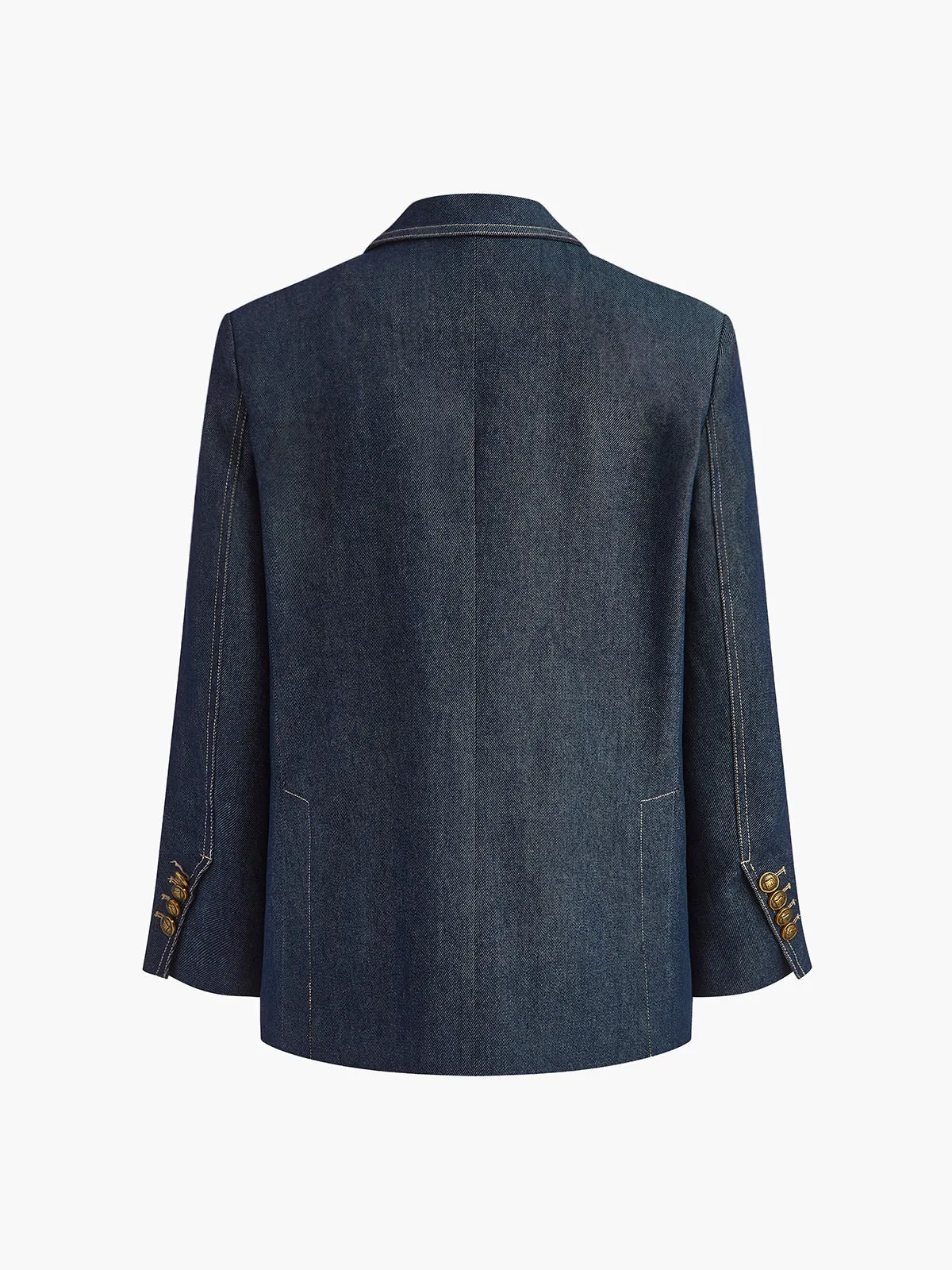 Cotton Lapel Denim Blazer sold by COMMENSE product image thumbnail 4