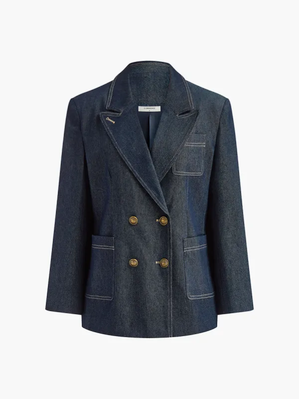 Cotton Lapel Denim Blazer sold by COMMENSE