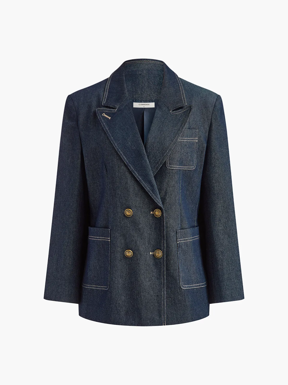 Cotton Lapel Denim Blazer sold by COMMENSE