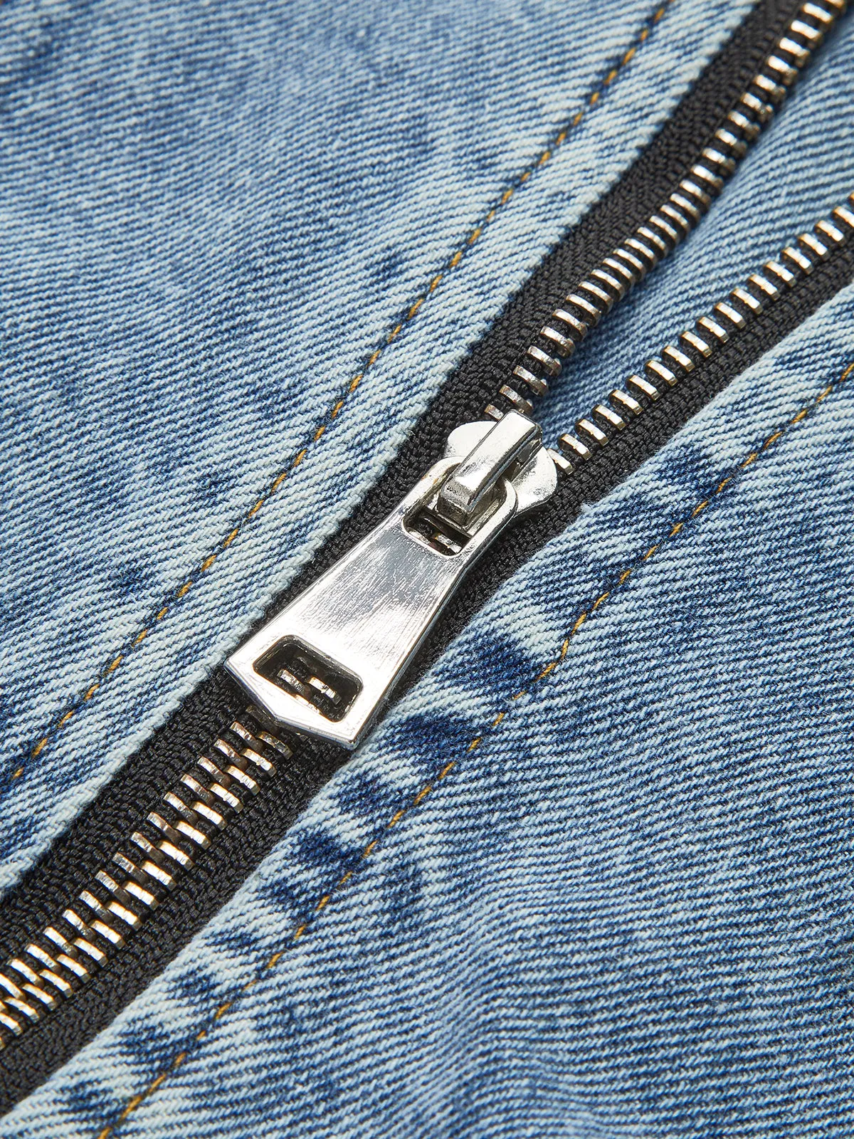 Puff-Sleeve Denim Panel Slim Jacket sold by COMMENSE product image thumbnail 4