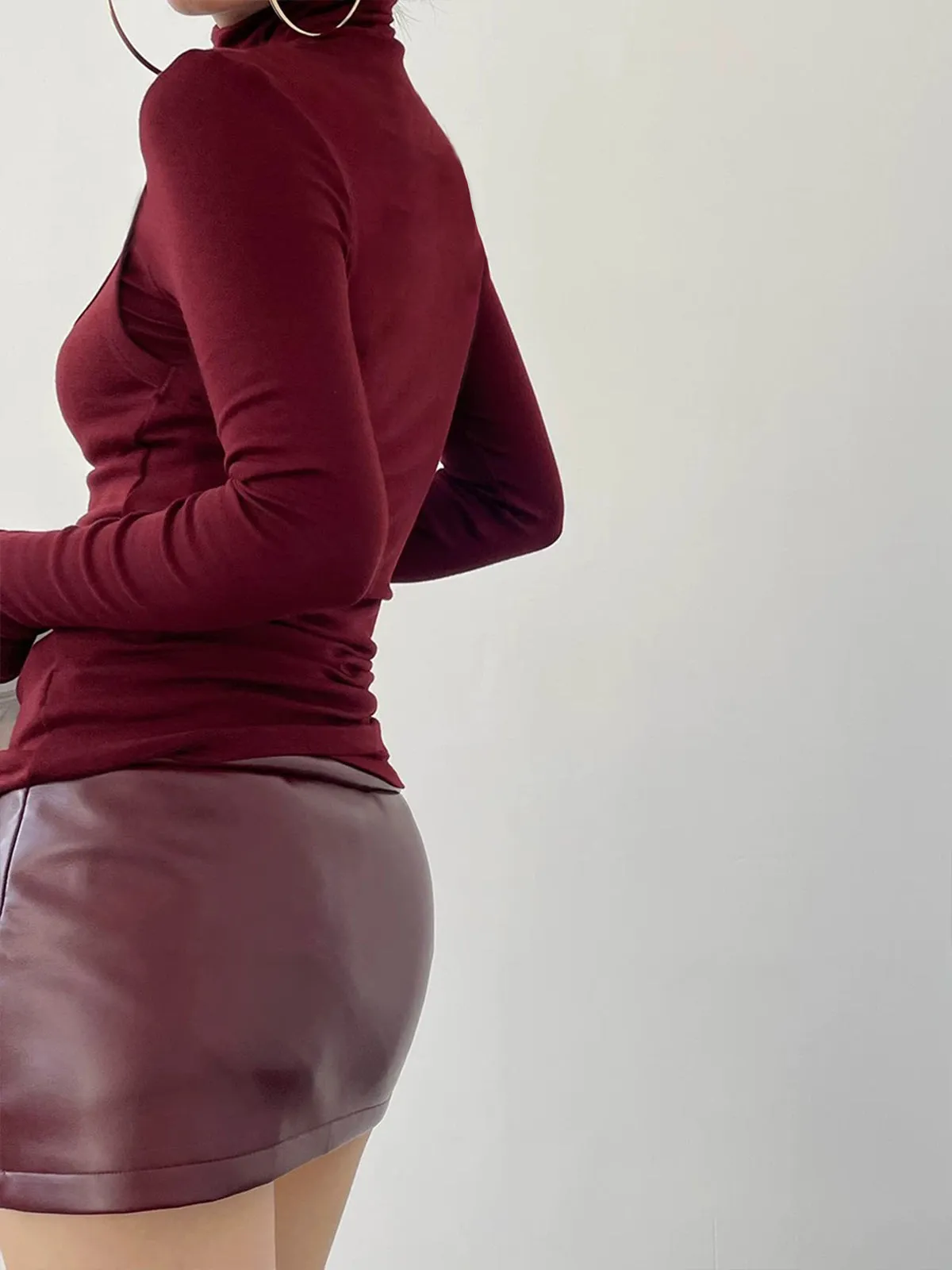 2 in 1 Burgundy Mock Neck Jersey Top sold by COMMENSE product image thumbnail 5