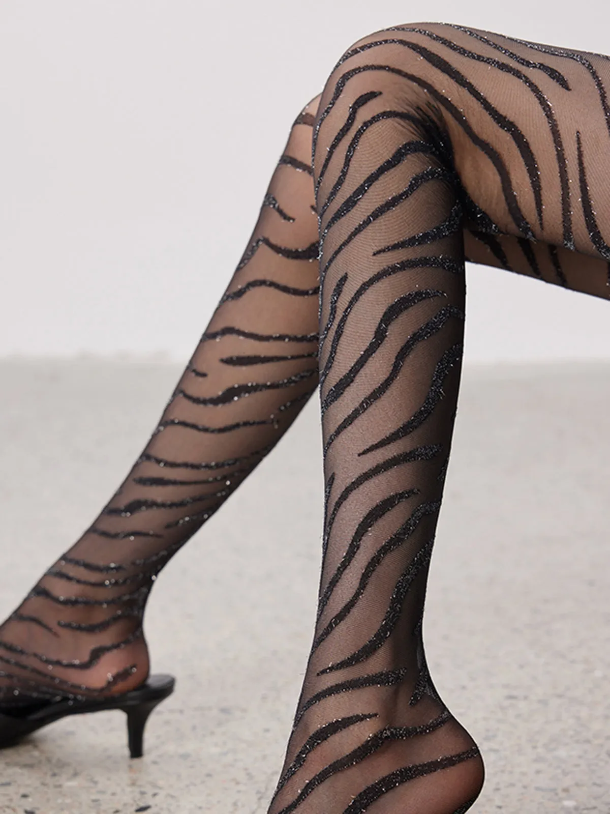 Zebra-Pattern Sheer Tights sold by COMMENSE product image thumbnail 3