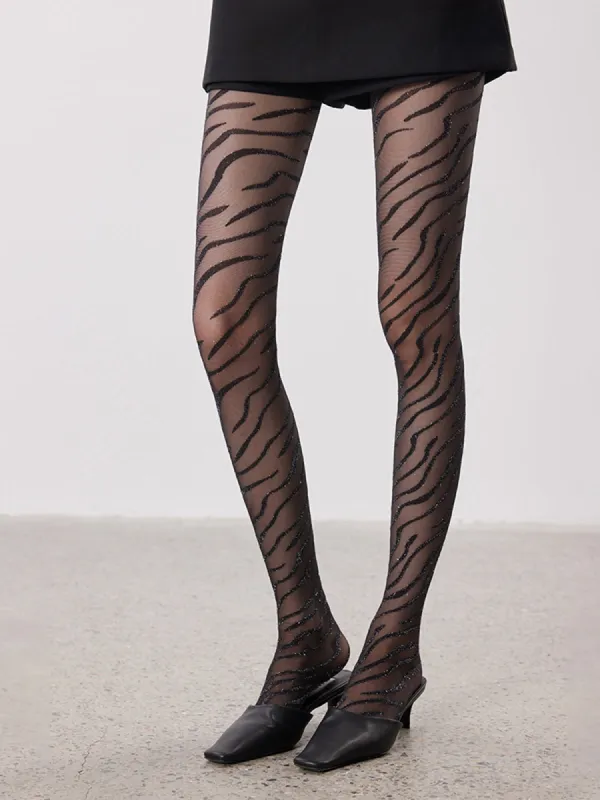 Zebra-Pattern Sheer Tights sold by COMMENSE