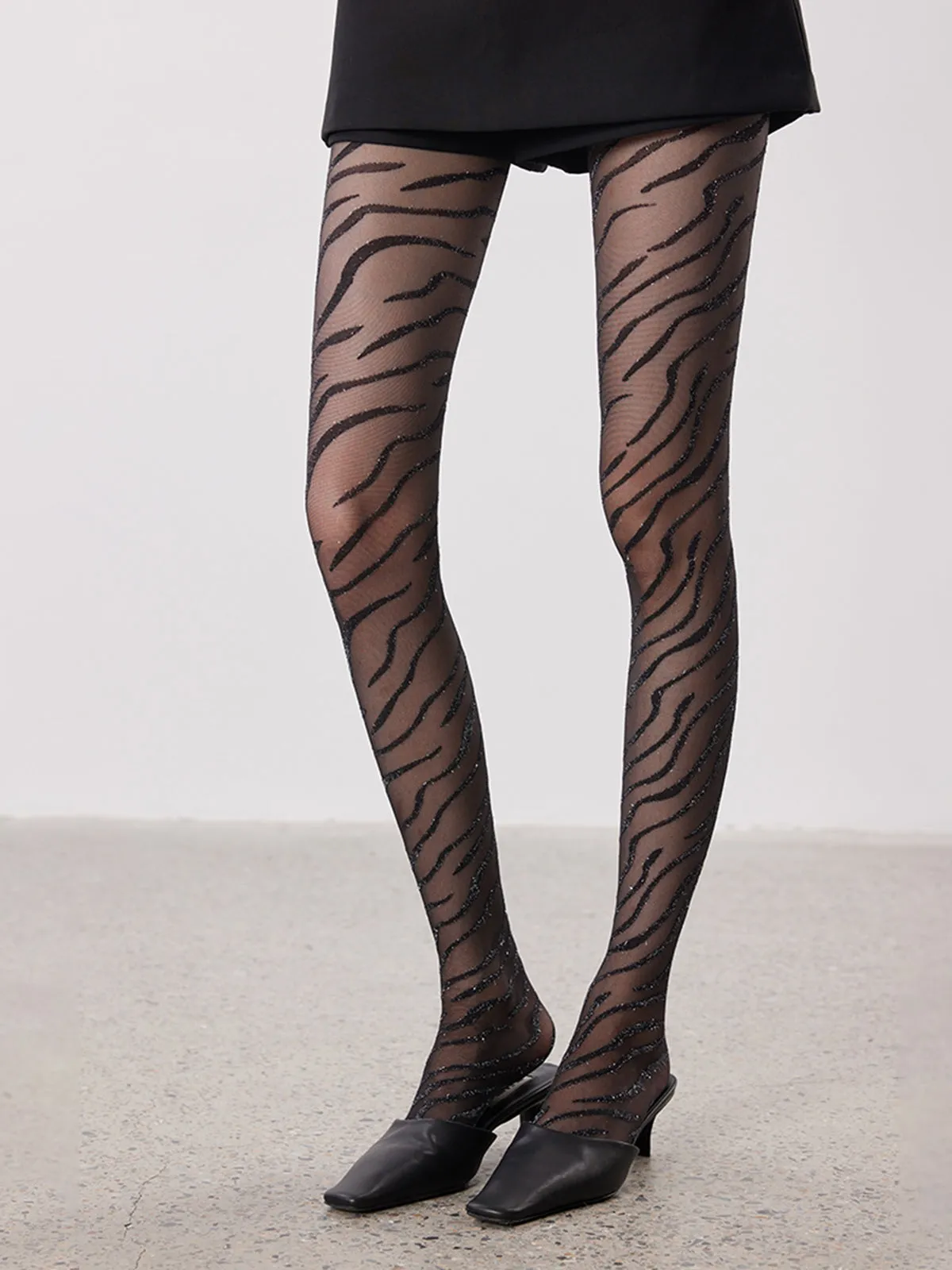 Zebra-Pattern Sheer Tights sold by COMMENSE