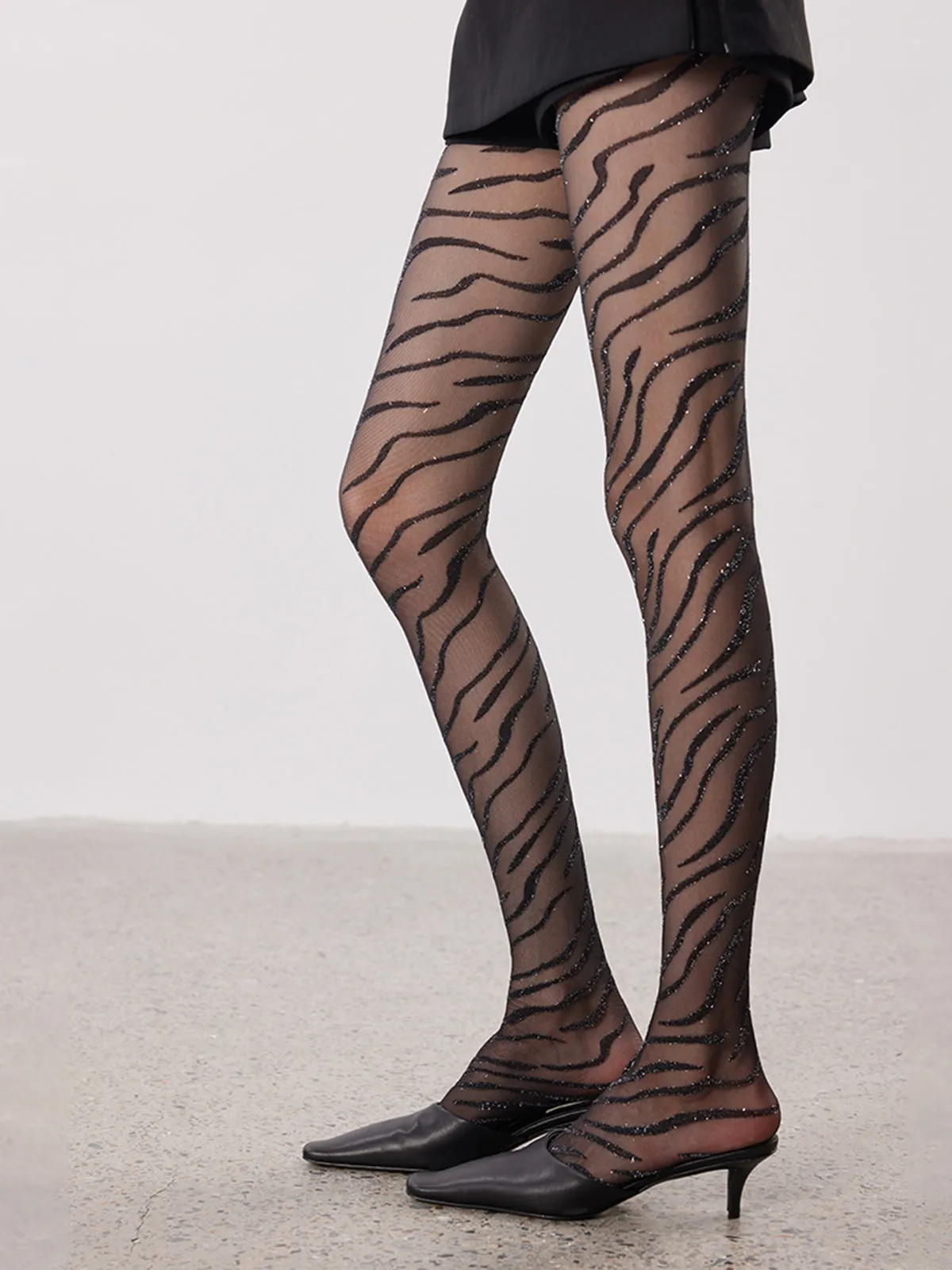 Zebra-Pattern Sheer Tights sold by COMMENSE product image thumbnail 2