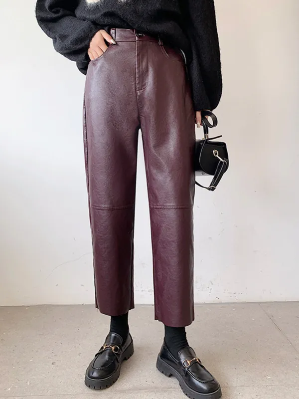 Faux Leather Cropped Pants sold by COMMENSE