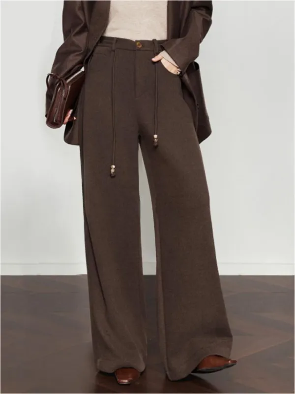 Drawstring Wide-Leg Draped Pants sold by COMMENSE