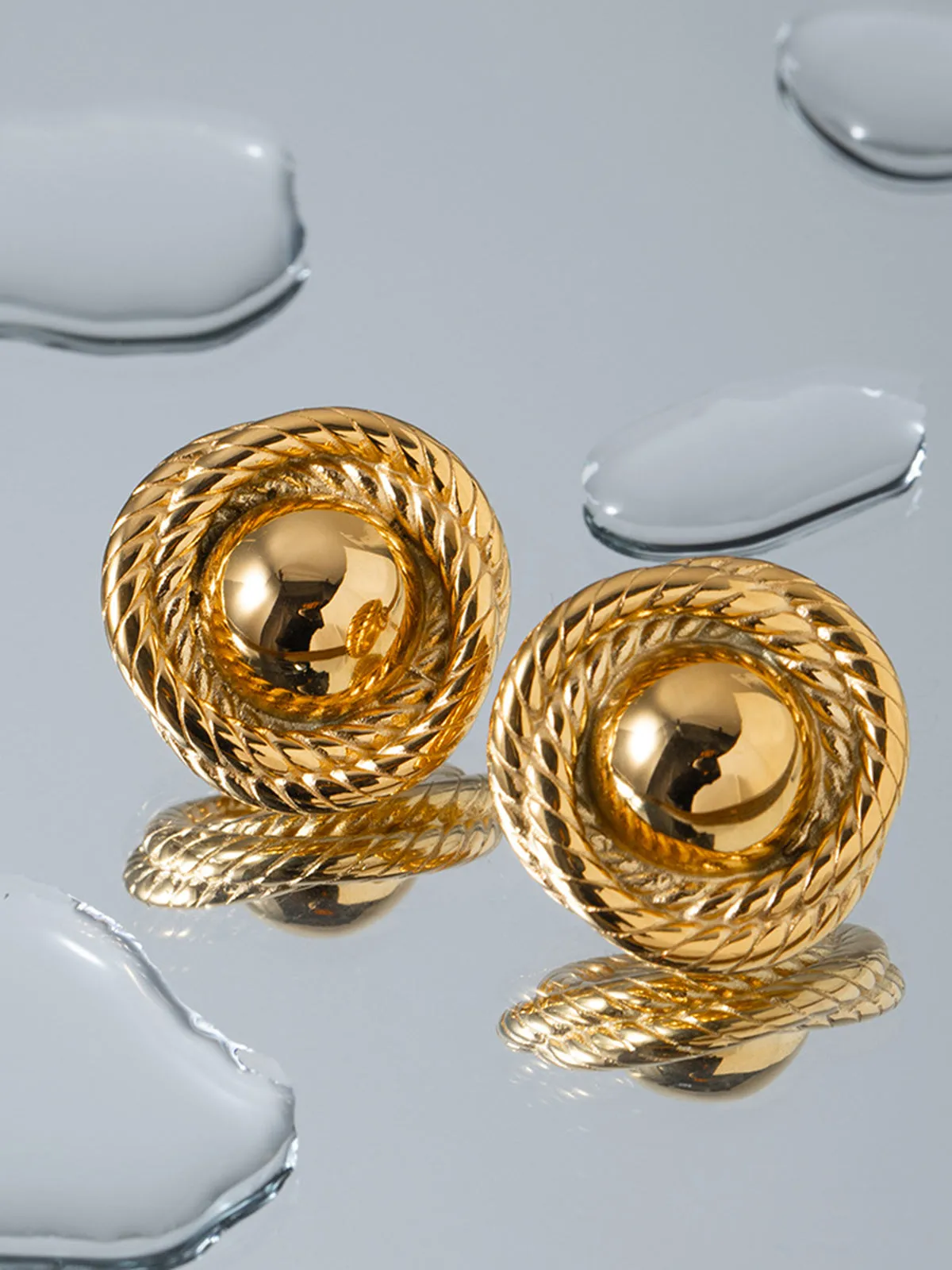 Screw Thread Round Earrings sold by COMMENSE product image thumbnail 3