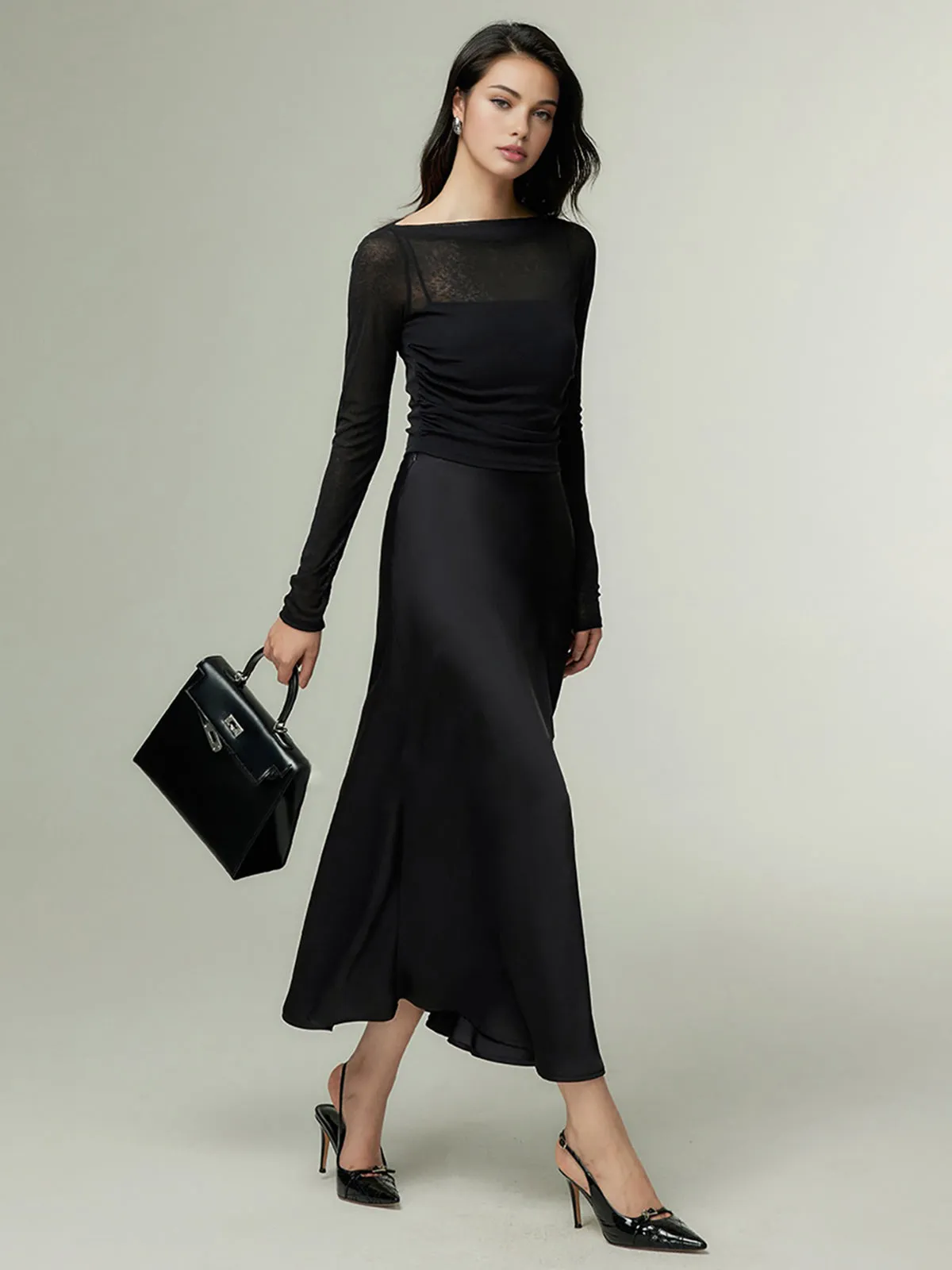 Straight Neck Slim Jersey Top sold by COMMENSE product image thumbnail 5