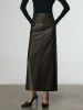 Faux Leather Split Midi Skirt sold by COMMENSE