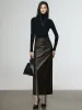 Faux Leather Split Midi Skirt sold by COMMENSE