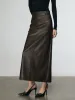 Faux Leather Split Midi Skirt sold by COMMENSE