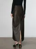 Faux Leather Split Midi Skirt sold by COMMENSE