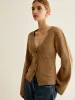 V-Neck Split Button Cardigan sold by COMMENSE
