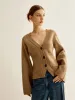 V-Neck Split Button Cardigan sold by COMMENSE