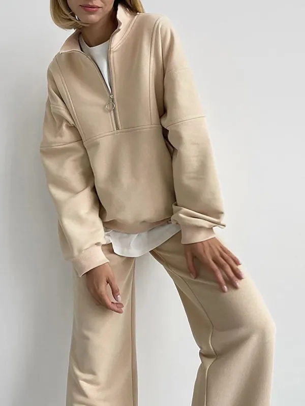 Cotton Pullover Shirt Straight Pants Set made by COMMENSE