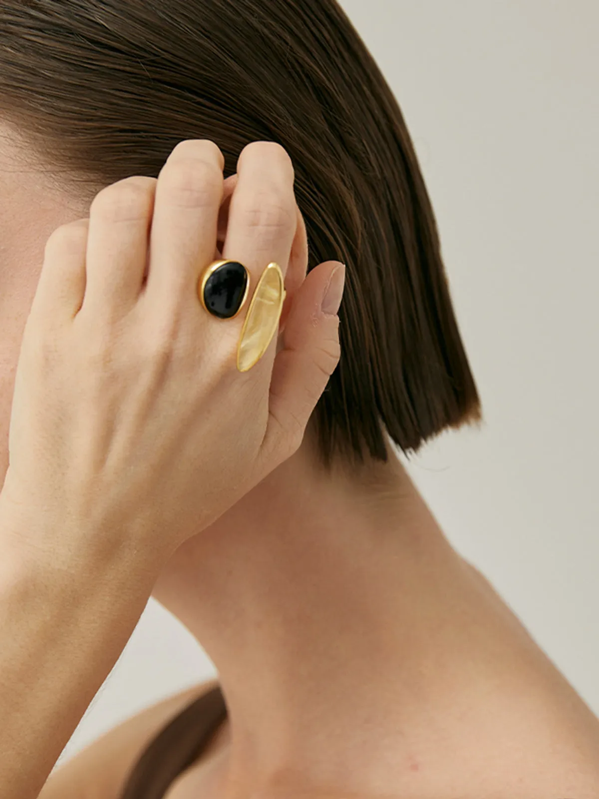 Black Onyx & Yellow Crystal Ring sold by COMMENSE