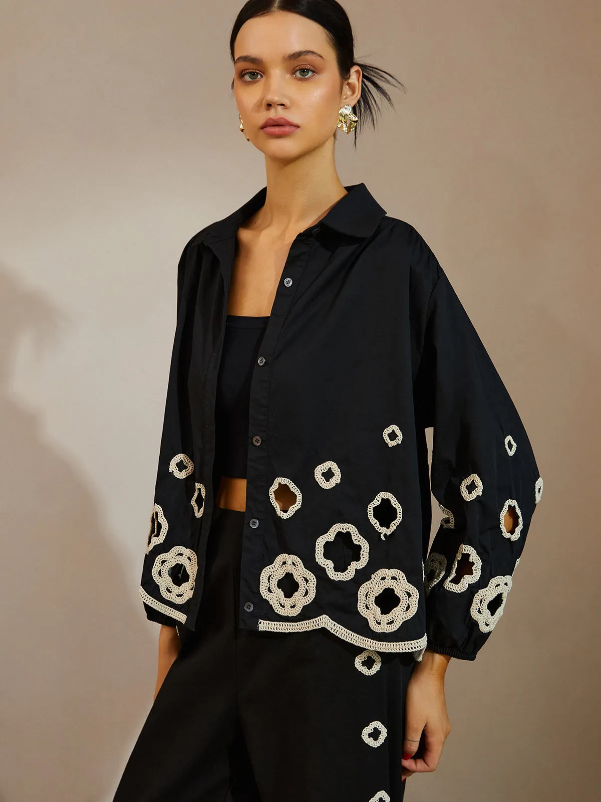 Cotton Hollow Embroidered Blouse sold by COMMENSE product image thumbnail 5