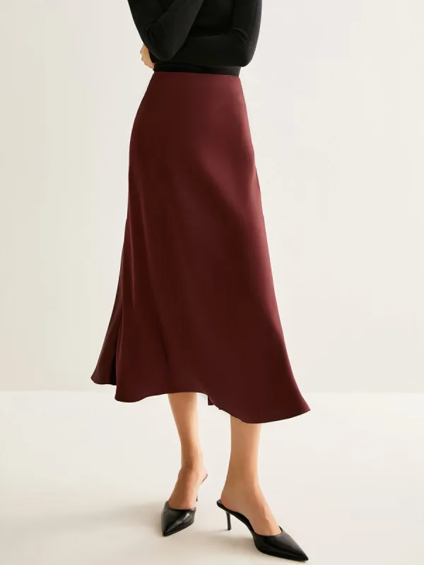 Flowy Satin Midi Skirt sold by COMMENSE