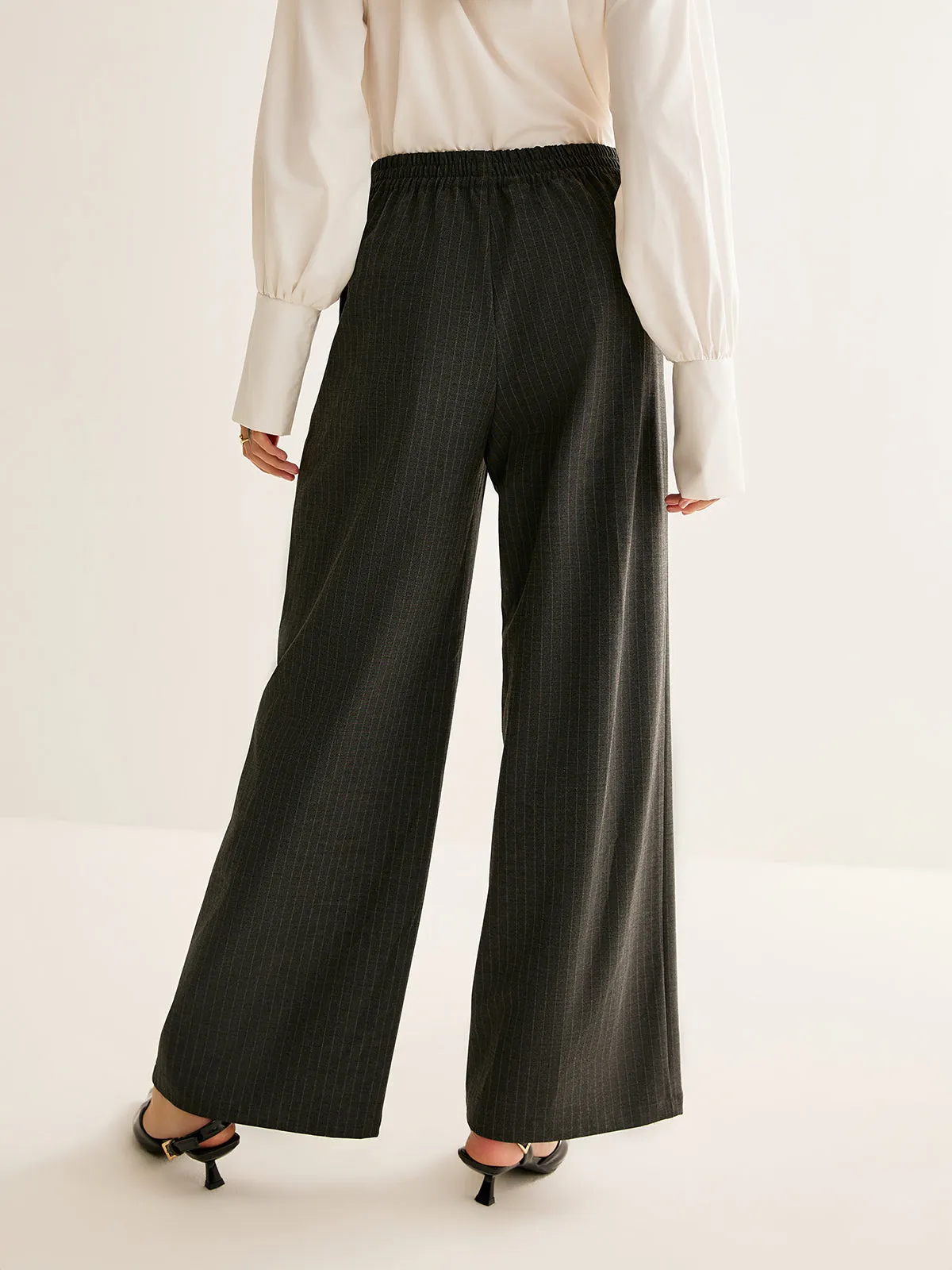 Elastic Waist Pinstripe Pants sold by COMMENSE product image thumbnail 5