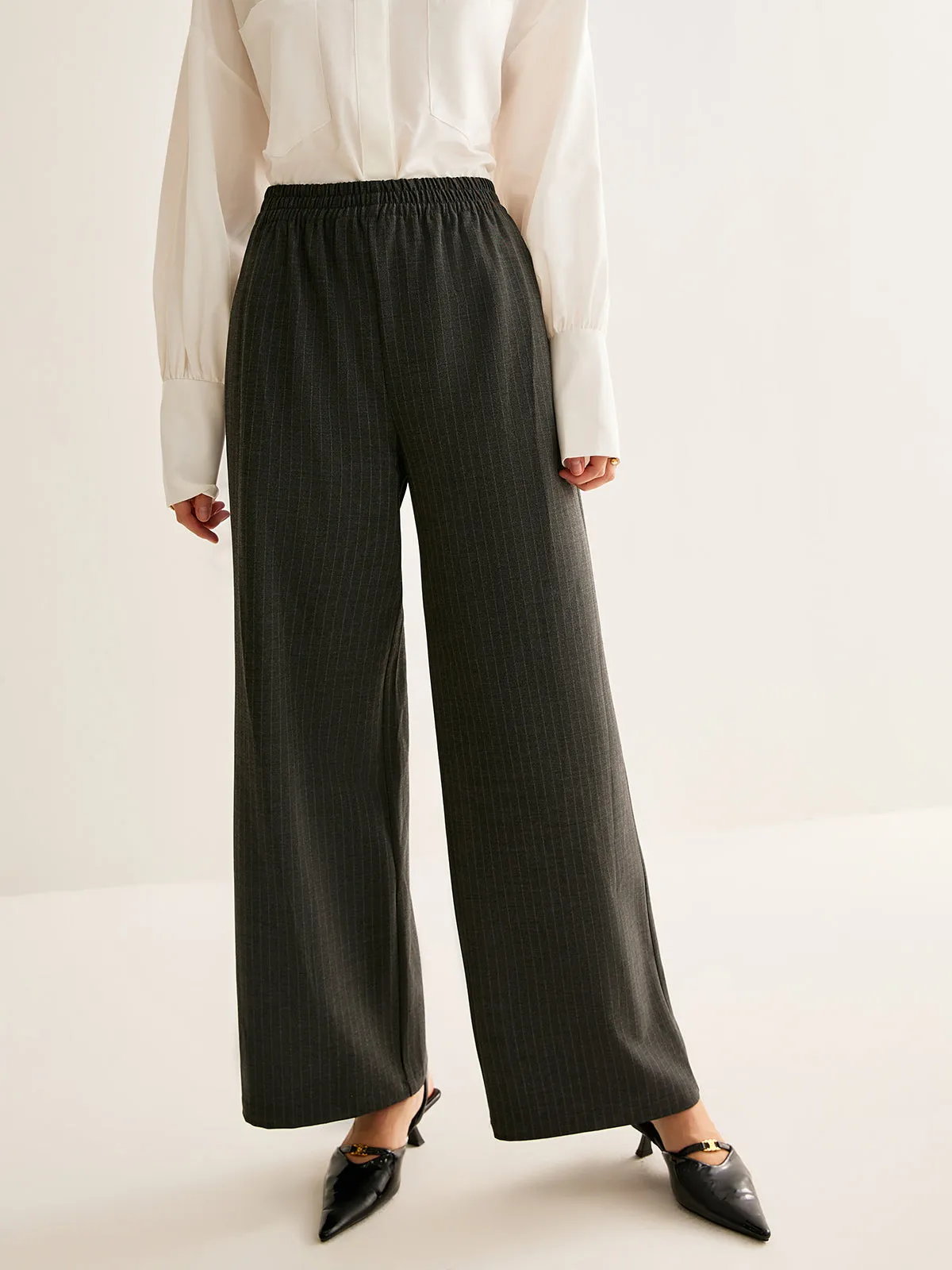 Elastic Waist Pinstripe Pants sold by COMMENSE product image thumbnail 2
