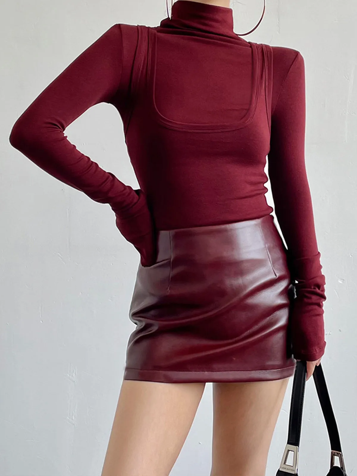 2 in 1 Mock Neck Jersey Top sold by COMMENSE product image thumbnail 2