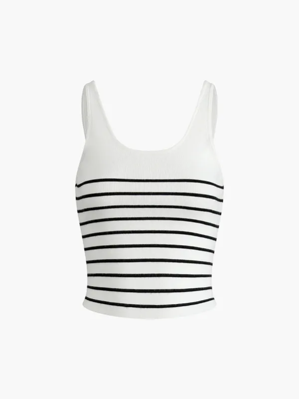 Knitted Contrast Stripe Vest sold by COMMENSE