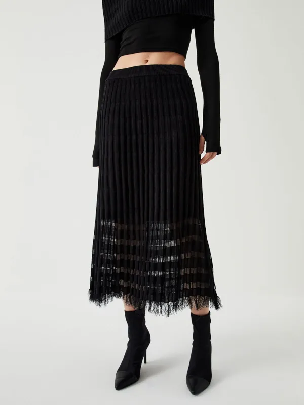 Pleated Fringed Midi Skirt sold by COMMENSE