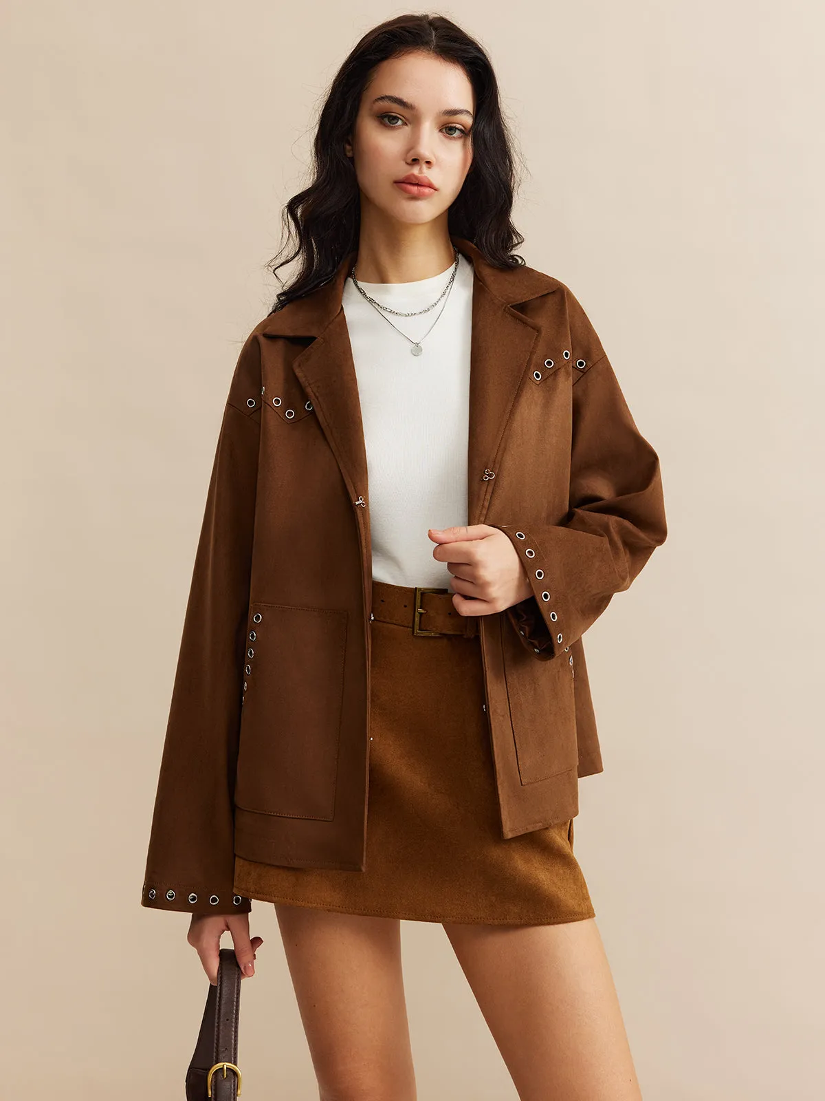 Beaded Decor Pockets Lapel Jacket sold by COMMENSE product image thumbnail 3