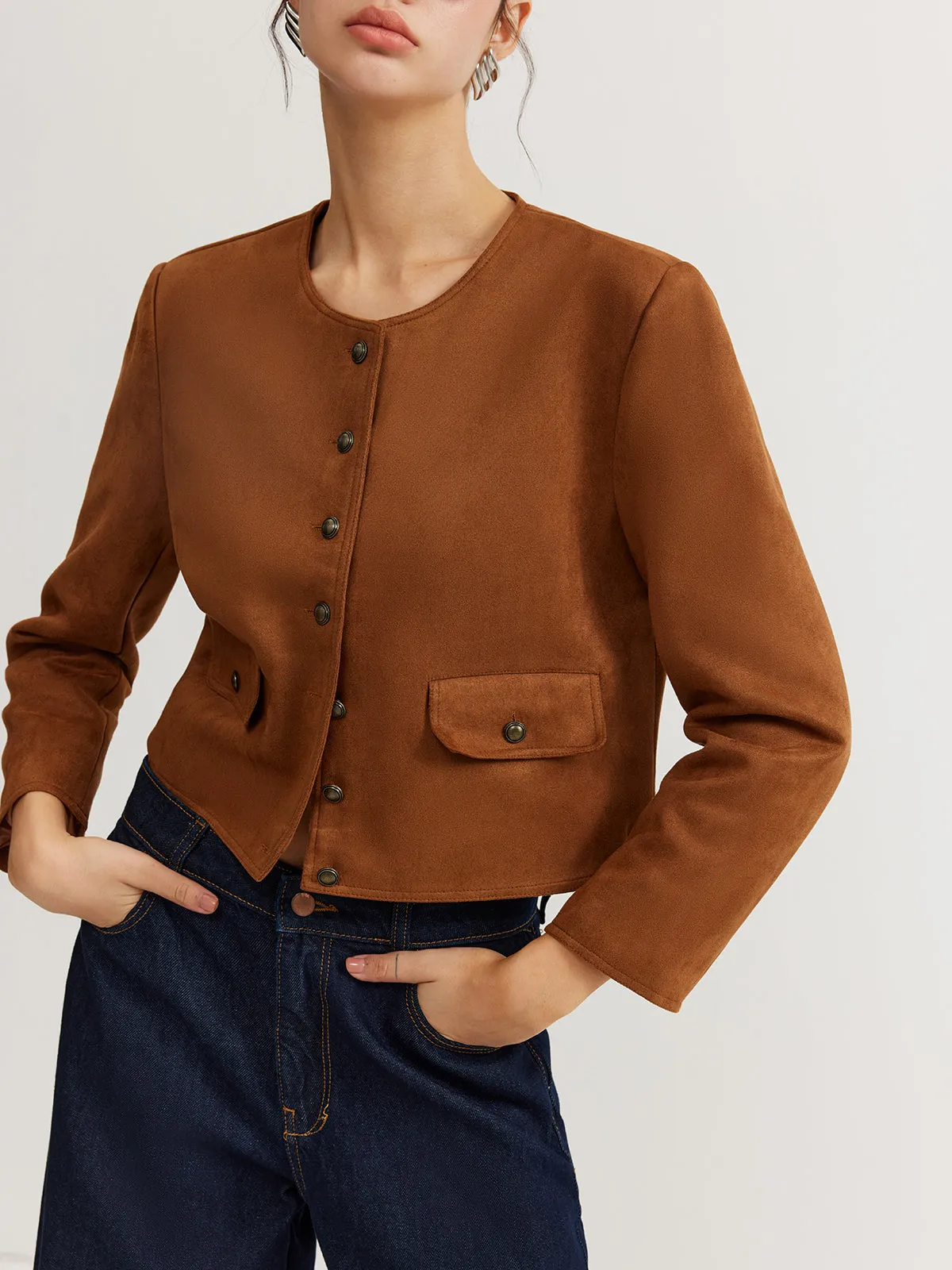 Leisure Button Suede Trench Coat sold by COMMENSE product image thumbnail 4