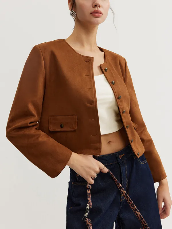 Leisure Button Suede Trench Coat sold by COMMENSE
