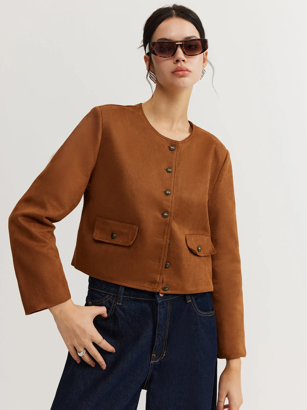 Leisure Button Suede Trench Coat sold by COMMENSE product image thumbnail 5