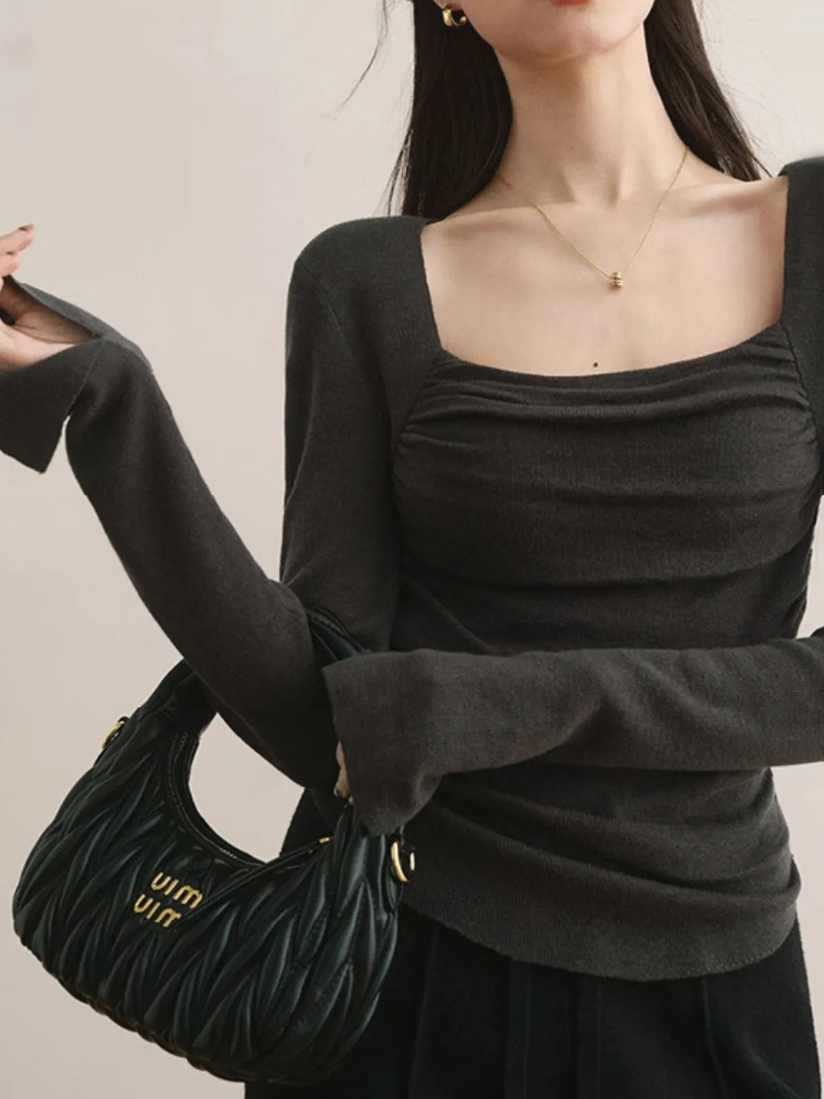 Cotton Square Neck Slim Sweater sold by COMMENSE product image thumbnail 2