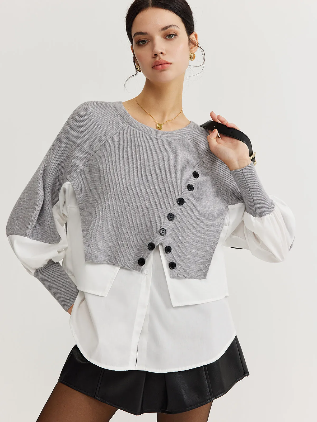 Color Block Panel Knit Top sold by COMMENSE product image thumbnail 3